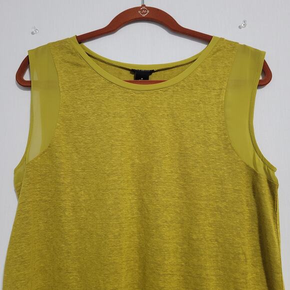 Ann Taylor linen sleeveless top contrast hems size M green lagenlook earthy boho - Picture 4 of 6